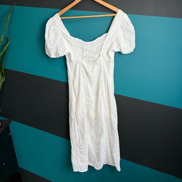White Midi Dress 100% cotton size Large - Picture 7 of 13